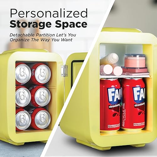 Miniatura 4 de ICEBOX IBMF4SUN - Mini refrigerador para dormitorio, refrigerador para el cuidado de la piel, enfriador portátil y calentador para maquillaje, para