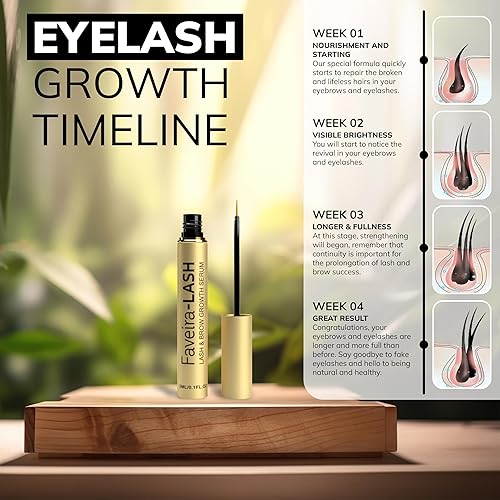 Miniatura 5 de Suero de pestañas para el crecimiento de pestañas suero Faveira Beauty para pestañas y cejas con fórmula avanzada para pestañas y cejas más largas y