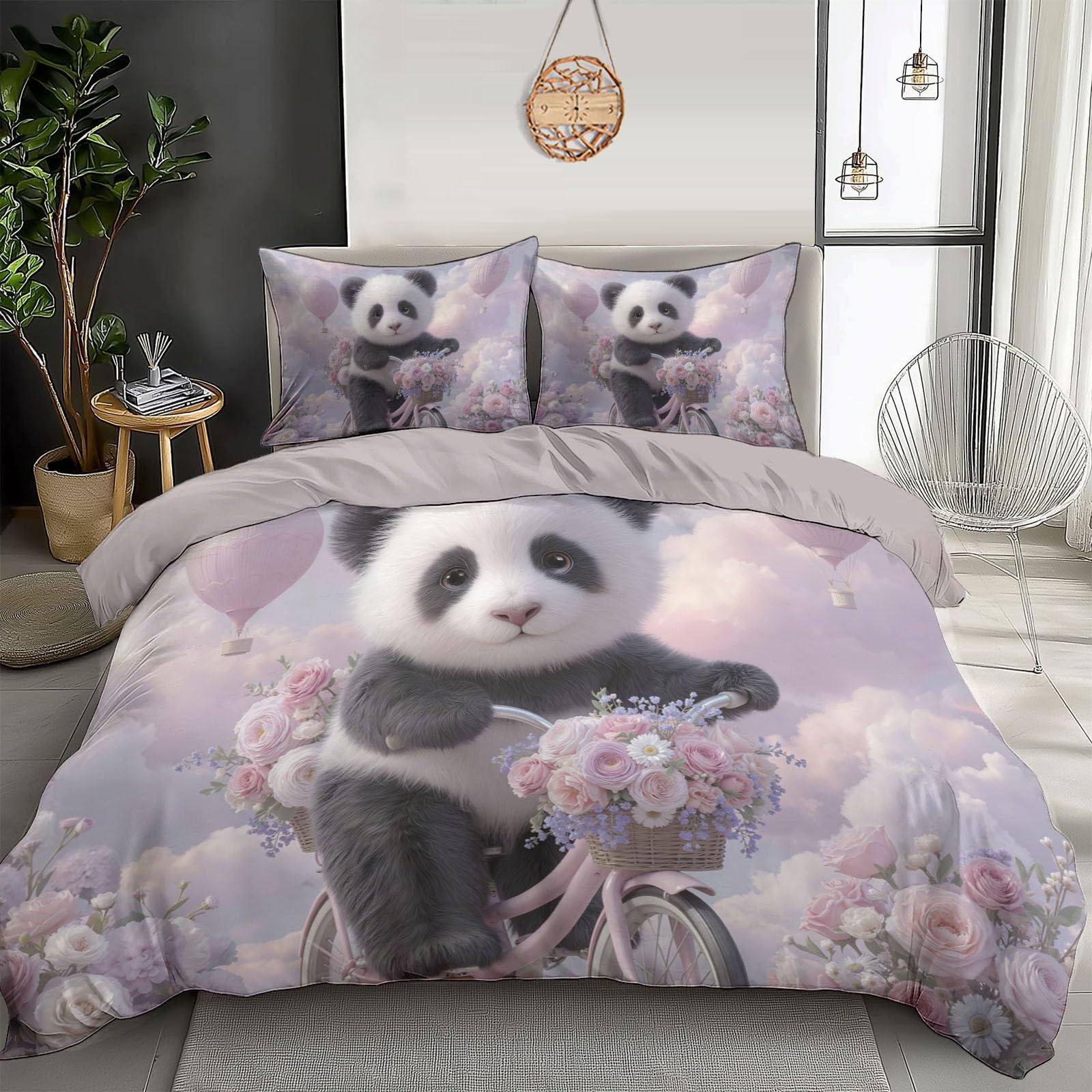 Parure de lit 200x200 panda rose, le cadeau idéal pour fille