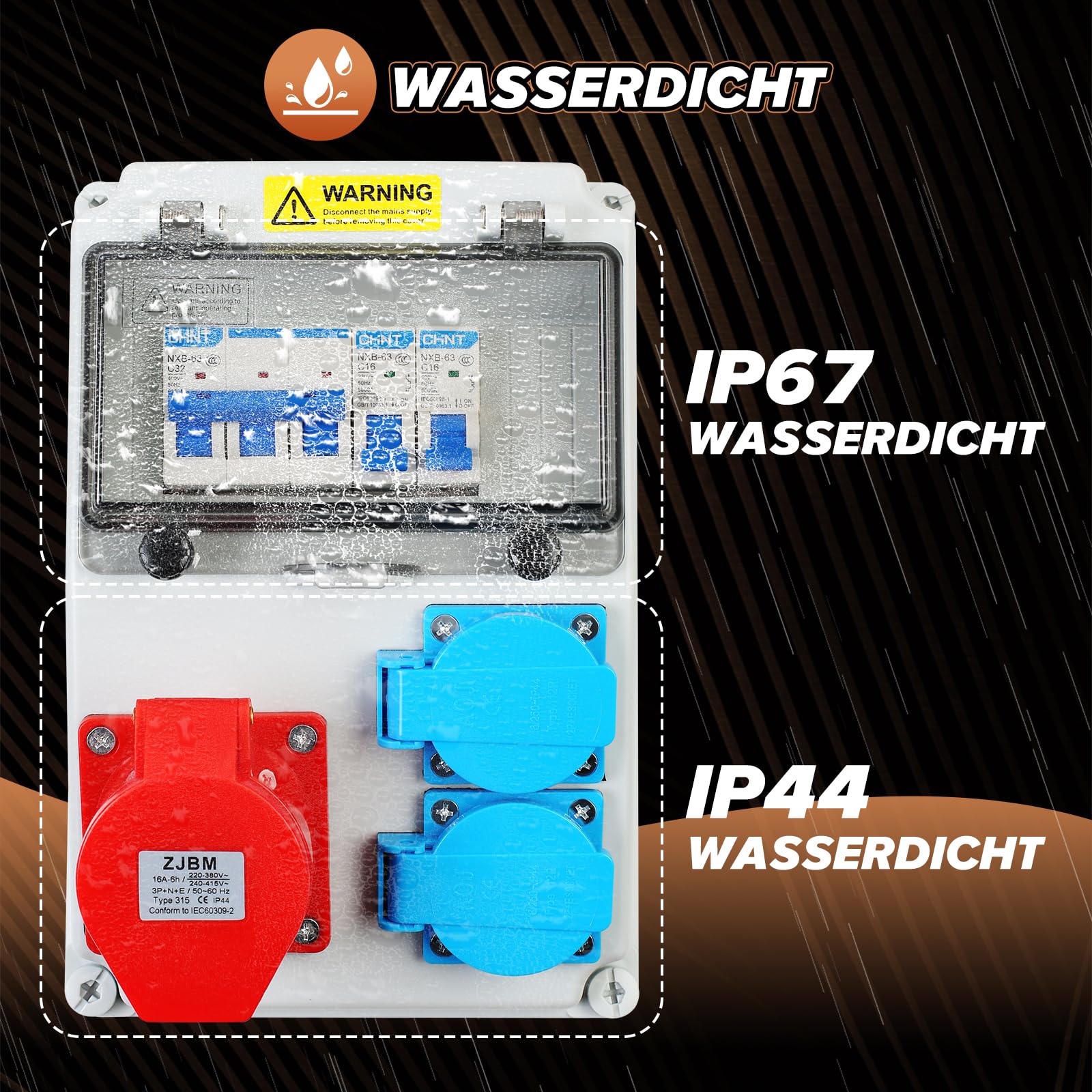 Stroomverdeler, 16 A, 230 V, oppervlakteverdeler, elektrische verdeler