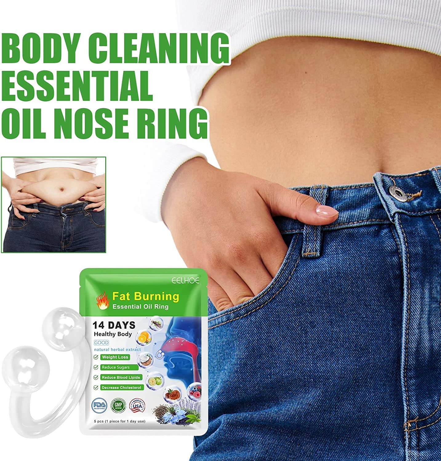 15Pcs LymphStar Body Detox & Fat Burn Liver and Lung Cleanse Essential Oil Nose Ring,Superslim Slimming & Detoxifying Essential Oil Ring Help You Get Healthie