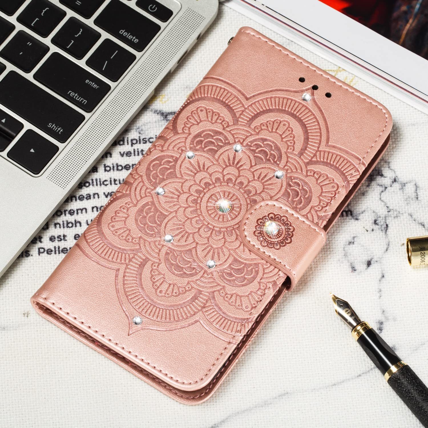 Cover Motorola Moto E6 Play Con Supporto | Custodia A Portafoglio In Pelle Con Chiusura Magnetica E Vano Per Carte | Stampa Panda Della Cascata - 2