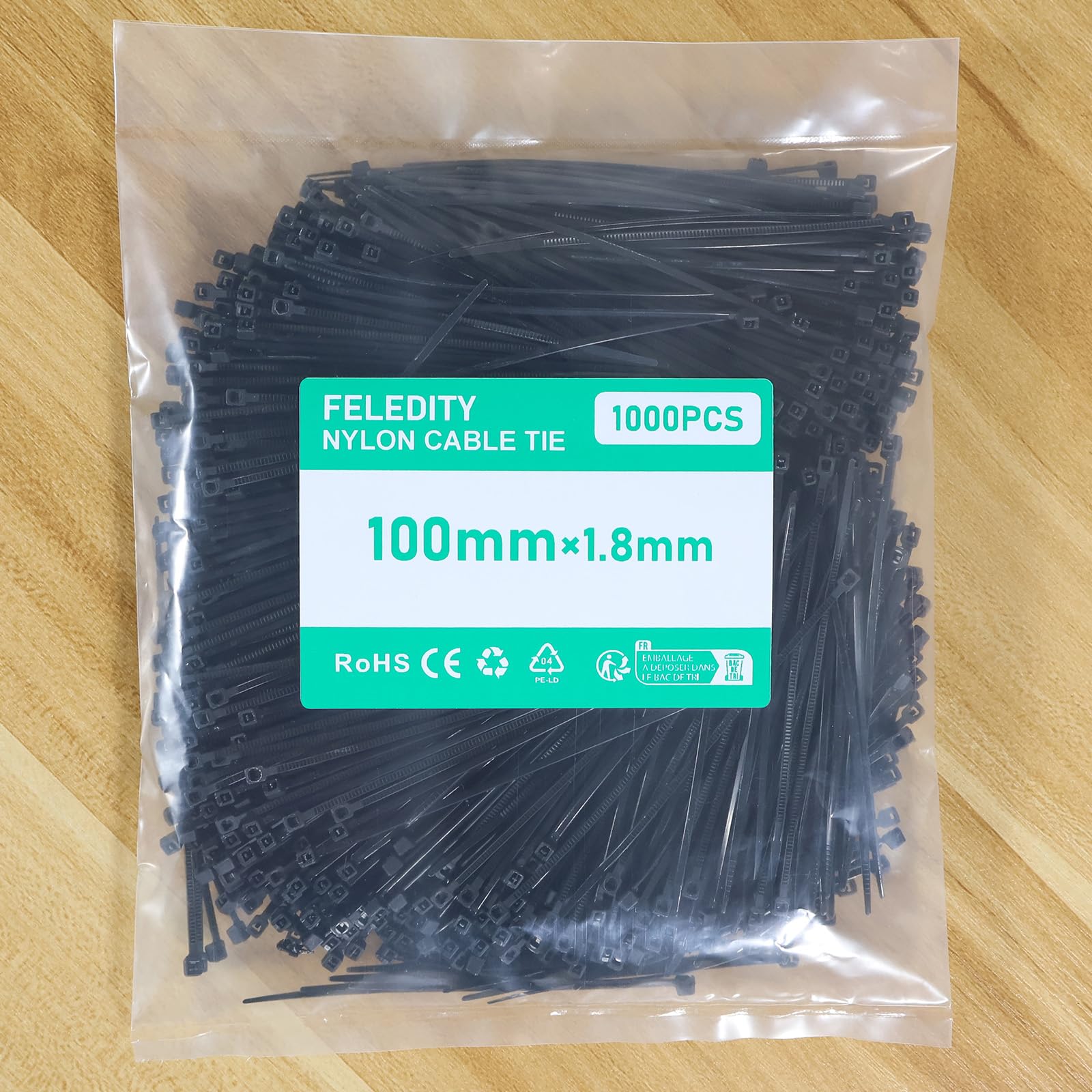 1000 Pcs Mini Cable Ties 1.8 x 100 mm – Small Thin Zip Ties, Tiny Nylon Wire Ties for Home, Office, DIY, Black