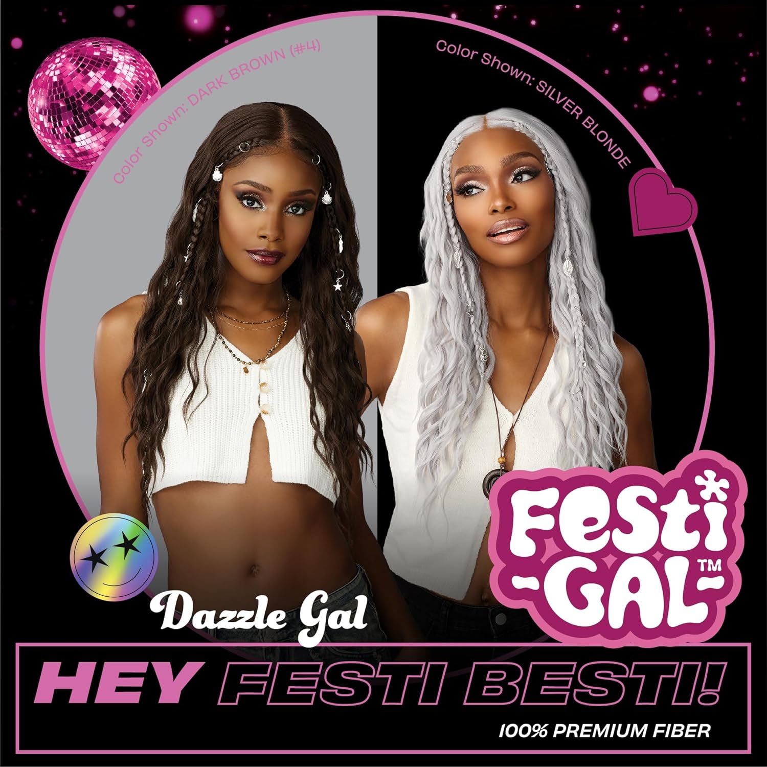 Sensationnel Shearmuse Festigal Lacewig - Dazzle Gal Glueless Ypart Laceparting Hand Tied Ready to Wear Synthetic Prestyled Units (BLEACHBLONDE)