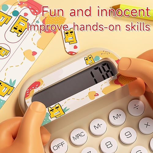 Miniatura 4 de Calculadora de bolsillo, escritorio pequeño de 8 dígitos para niños, pantalla LCD, mini calculadora bonita y estética (beige, S)