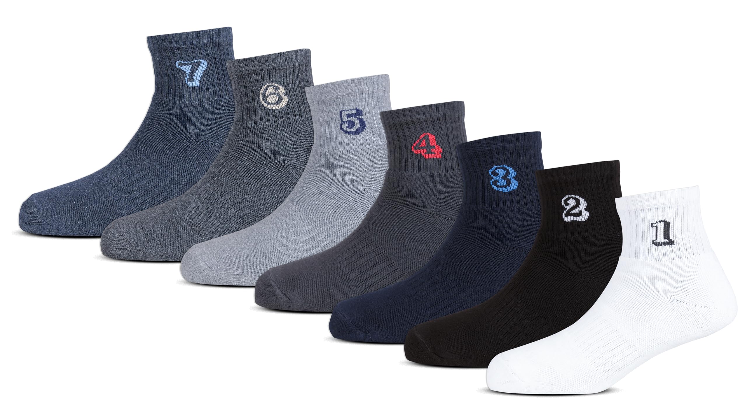 Ankle Cotton Cushioned Socks for Men, Hi-Performance, Anti-Odour, Moisture Wicking, Sports, Running, Durable, Gym socks - Pack of 7 Pairs For All Days of Week-image-22