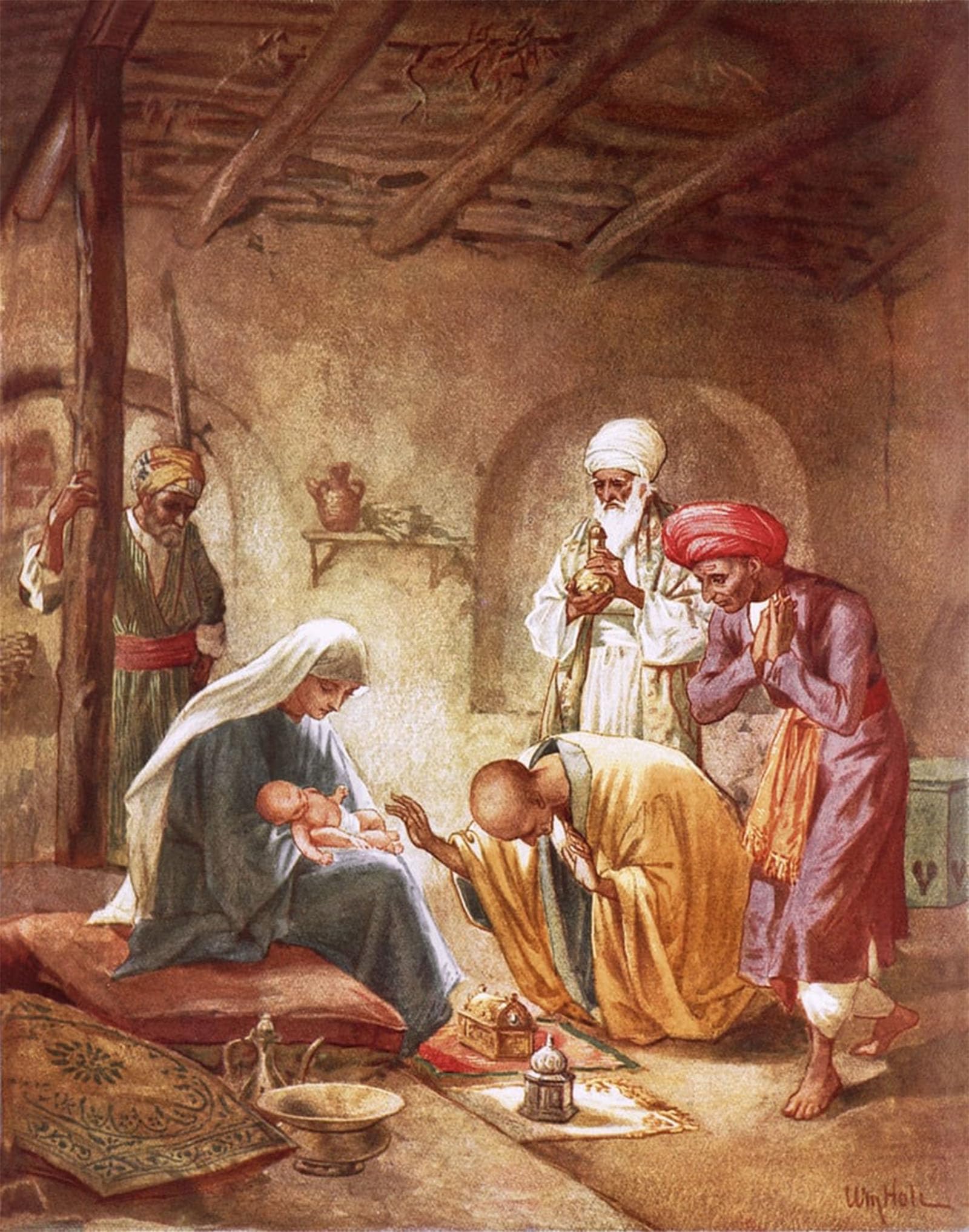 Serendipitp No Frame Aesthetic Poster Photo Wall Print Retro Picture Three Kings Worshipping Christ By William Brassey Hole Modern Wall Artwork For Home Decor 60X90cm