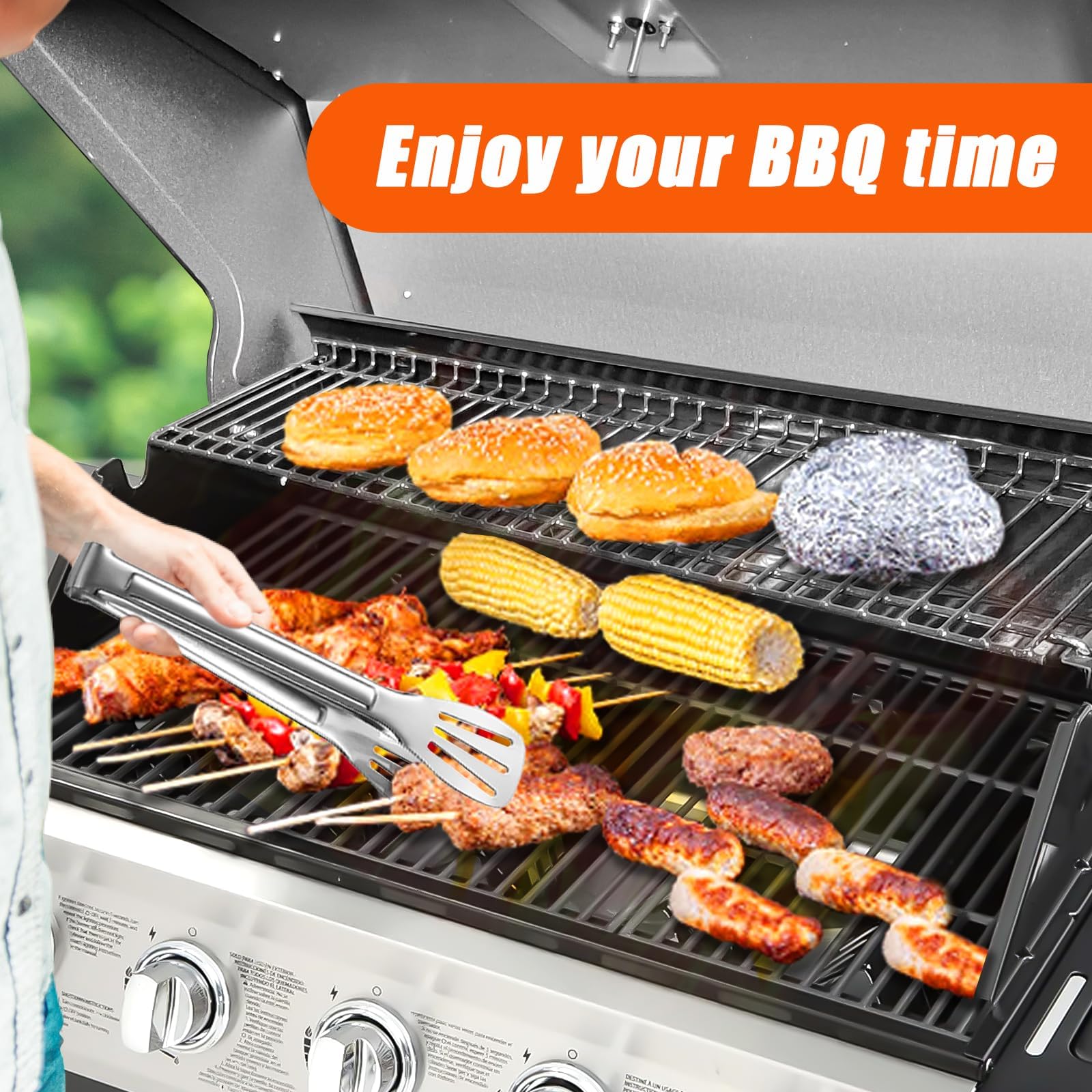 GFTIME Żeliwny ruszt do grillowania, 41,3 x 25 cm, masywny ruszt żeliwny do grilla gazowego i na węgiel drzewny, uniwersalny zamiennik rusztu do grilla, 3 sztuki