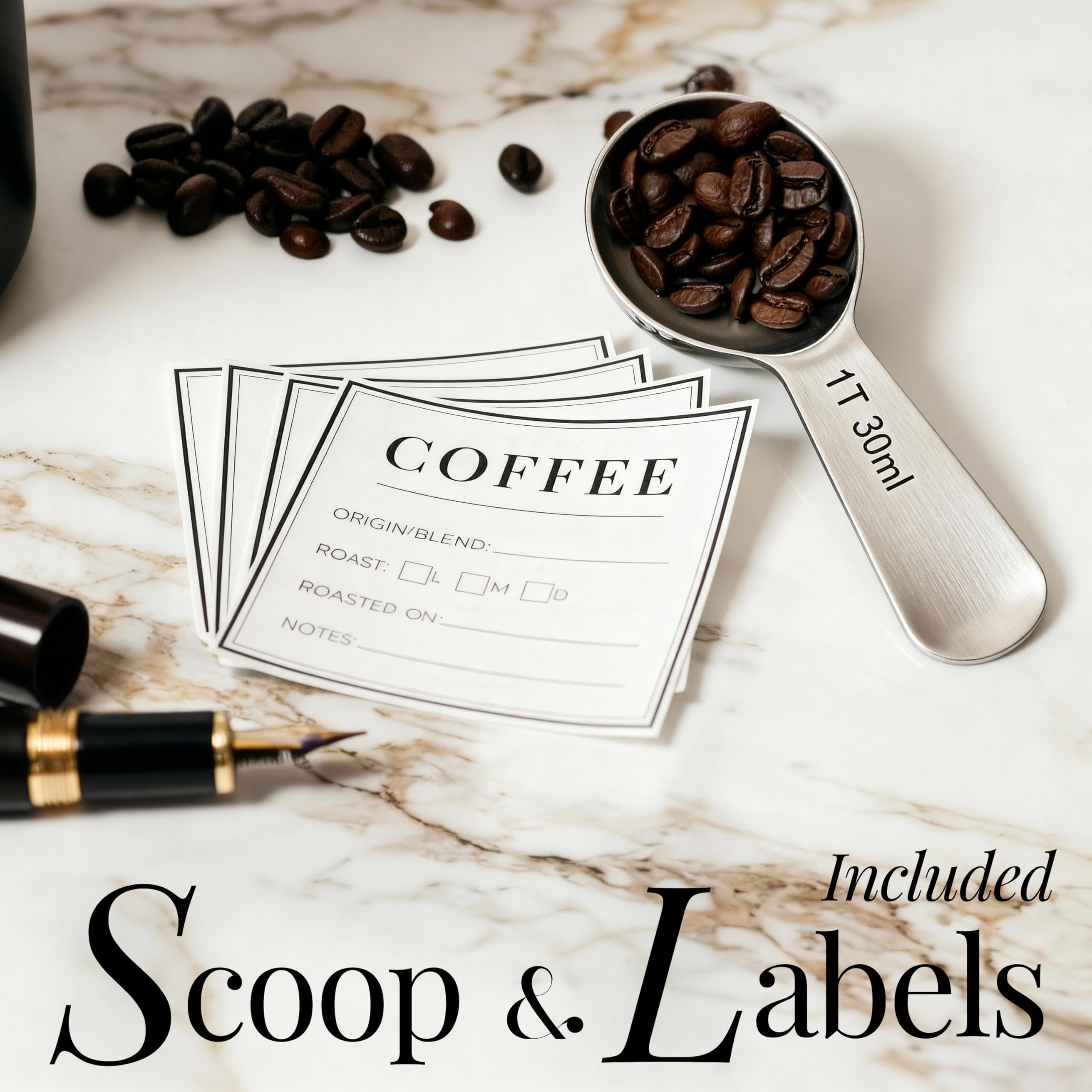 STYLED SETTINGS Kaffeebohnen Vorratsdosen-Set, 2-teilig, schwarz | Edelstahl, BPA-frei, lebensmittelecht, luftdicht, Vakuumeffekt, Doppeldeckel