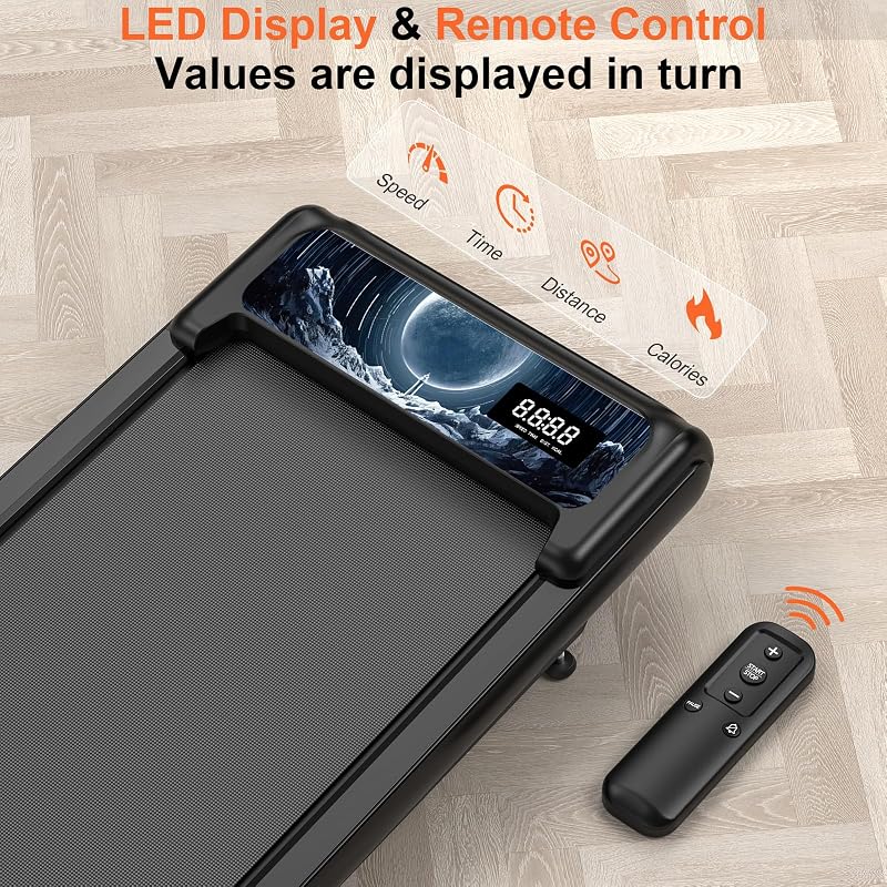 HCOIW Walking Treadmill Pad with Incline - Portable Under Desk Treadmill, Walking Mat Pad with Handle Bar, 2.5HP Low Noise, 2 in 1 Treadmills for Home Office, Remote Control with LED Screen 270LBS image 5