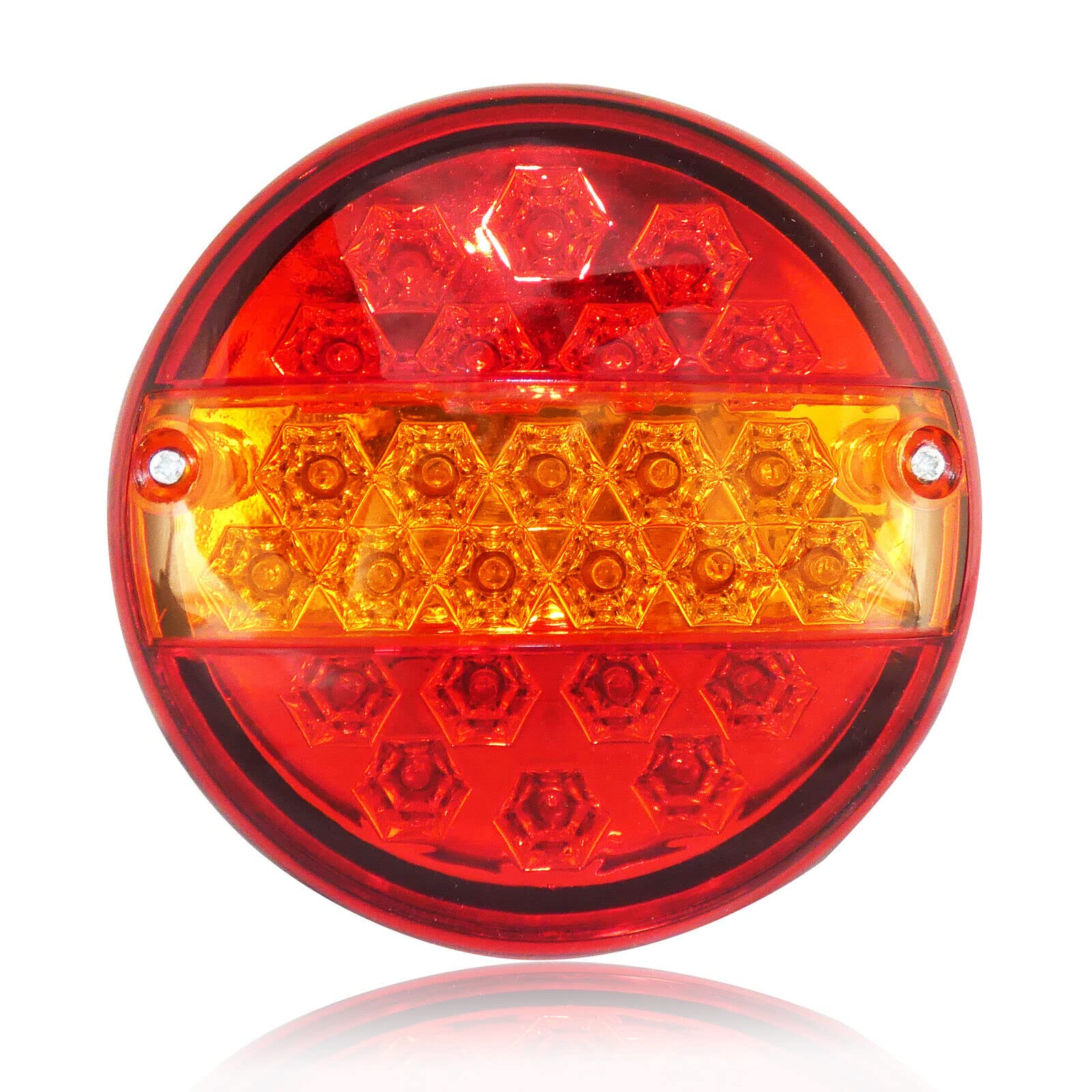 Generic 6 x 12 V/24 V LED luces traseras universales 25 LED lámpara redonda hamburguesa 3 funciones parada, posición, intermitente para coche caravana camión remolque