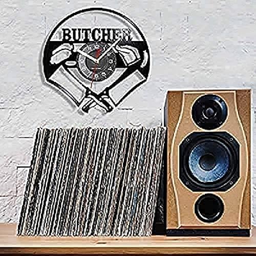 Miniatura 4 de Reloj de pared Chef Carnicero Cuchillo cruzado Disco de vinilo Reloj de pared Cocina Restaurante Decoración Carnicería Barbacoa Parrilla Decoración