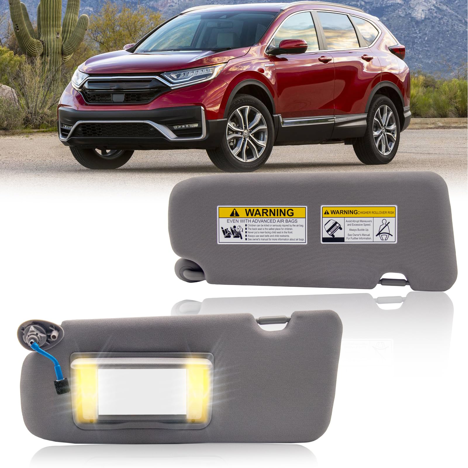 Beige Driver Left Side Sun Visor For Honda CR-V 2017-2022 - Replacement Part #83280TLAA12ZA