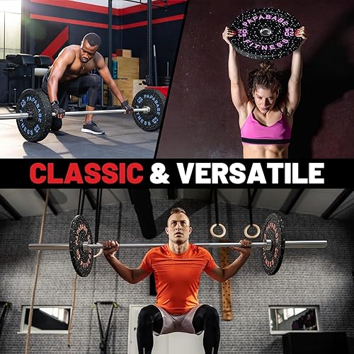 Miniatura 26 de Papababe Placas de peso, juego de placas de pesas de 2 pulgadas, placas de peso de goma protectoras para el suelo, placas de parachoques de 10 a 600