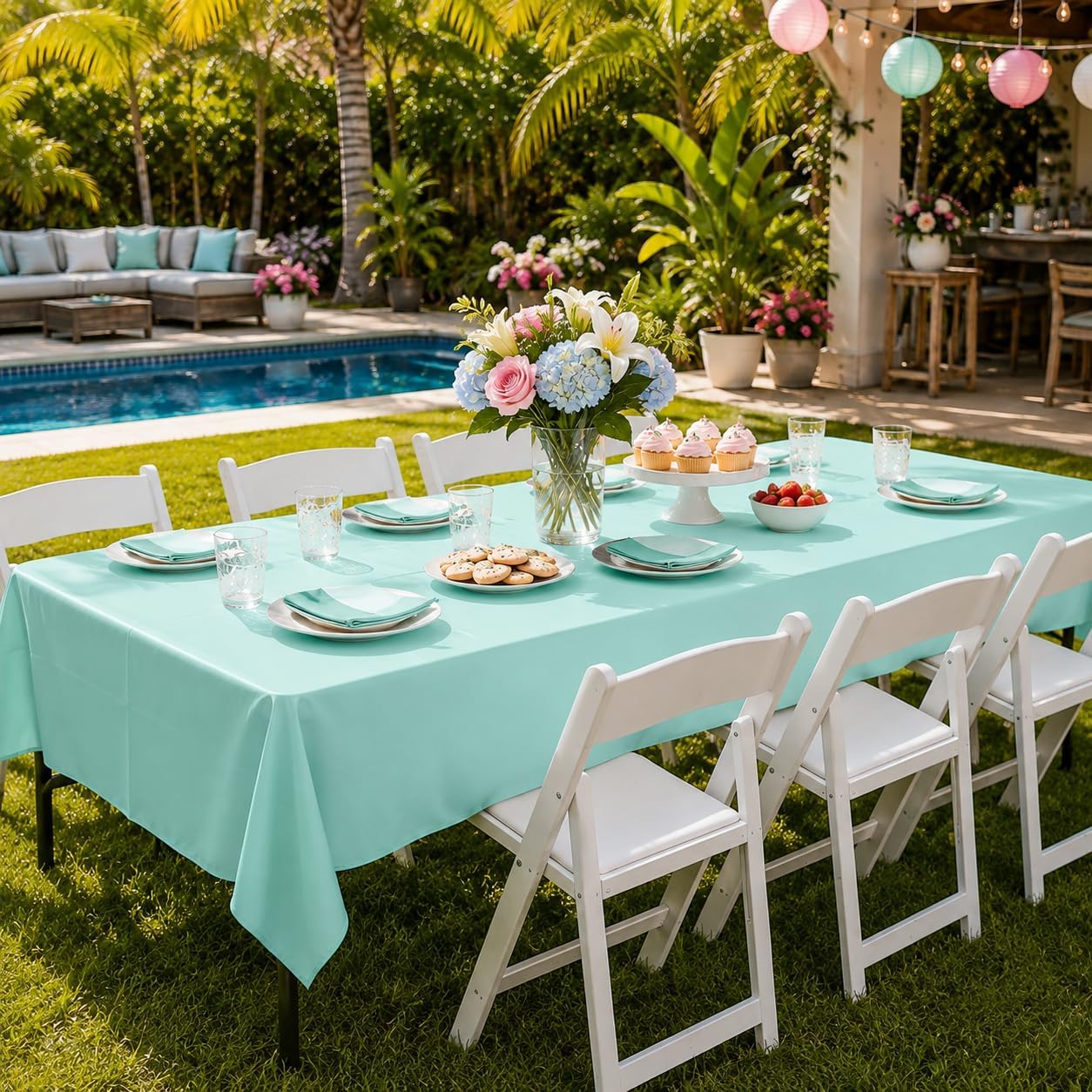 4Pcs Pastel Tablecloths, Mix Color Plastic Tablecloth Disposable Rectangle Table Covers for Baby Shower,Bridal,Wedding,Easter,Birthday and Ice Cream Party Decorations,54 x 108 Inch