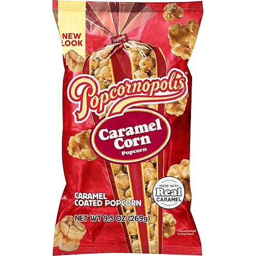 Popcornopolis 9.5 oz Bag, Caramel Flavored Indulgent Popcorn