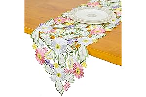 Spring Daisy Table Runners Embroidered Flowery Applique