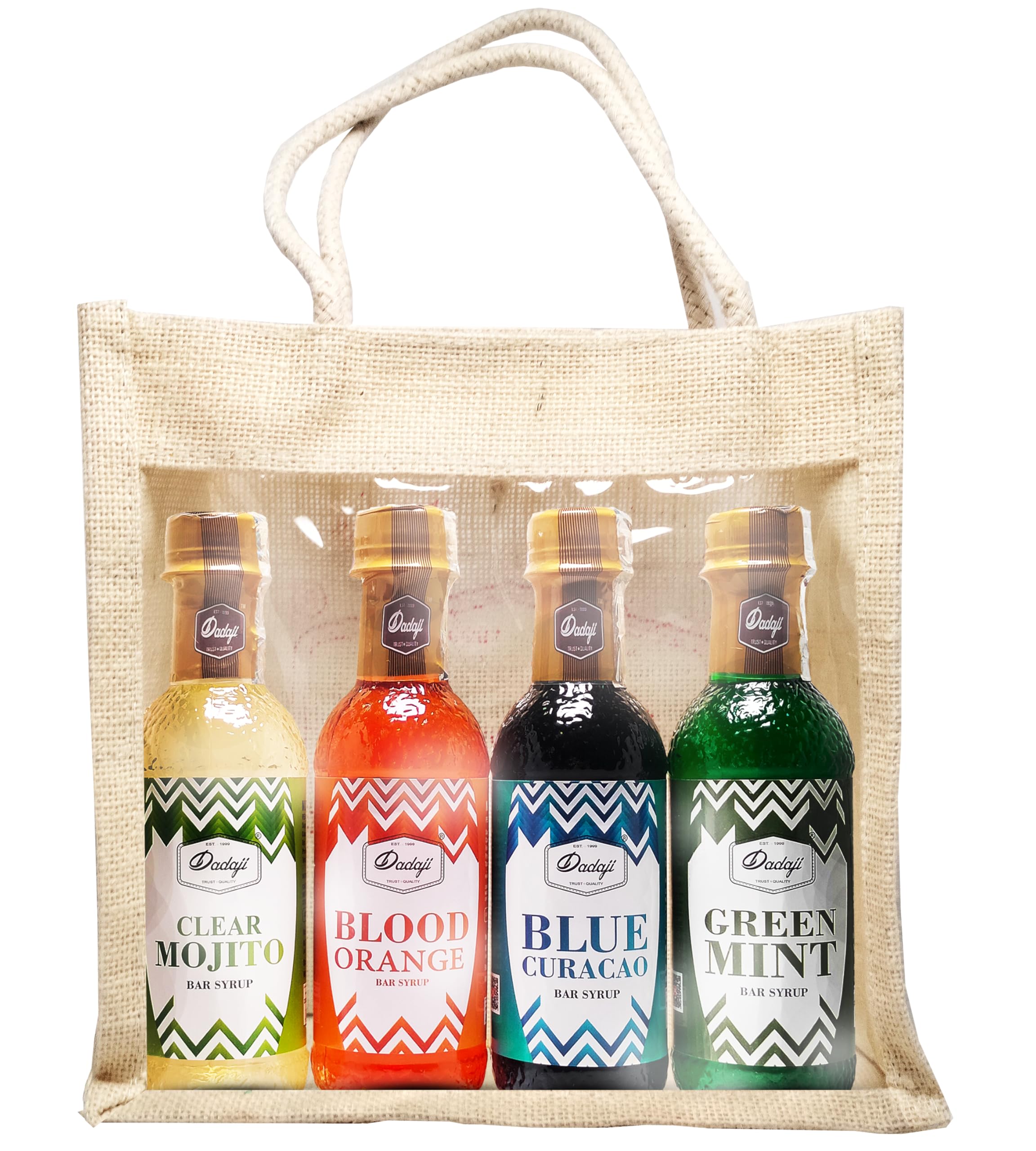 Dadaji Chotu Mocktail Gift Set with Jute Bag, 4 Flavours (Blue Curacao, Blood Orange, Clear Mojito, Green Mint), 250ml Each (B0CJCDKHQ7) Amazon Price History, Amazon Price Tracker