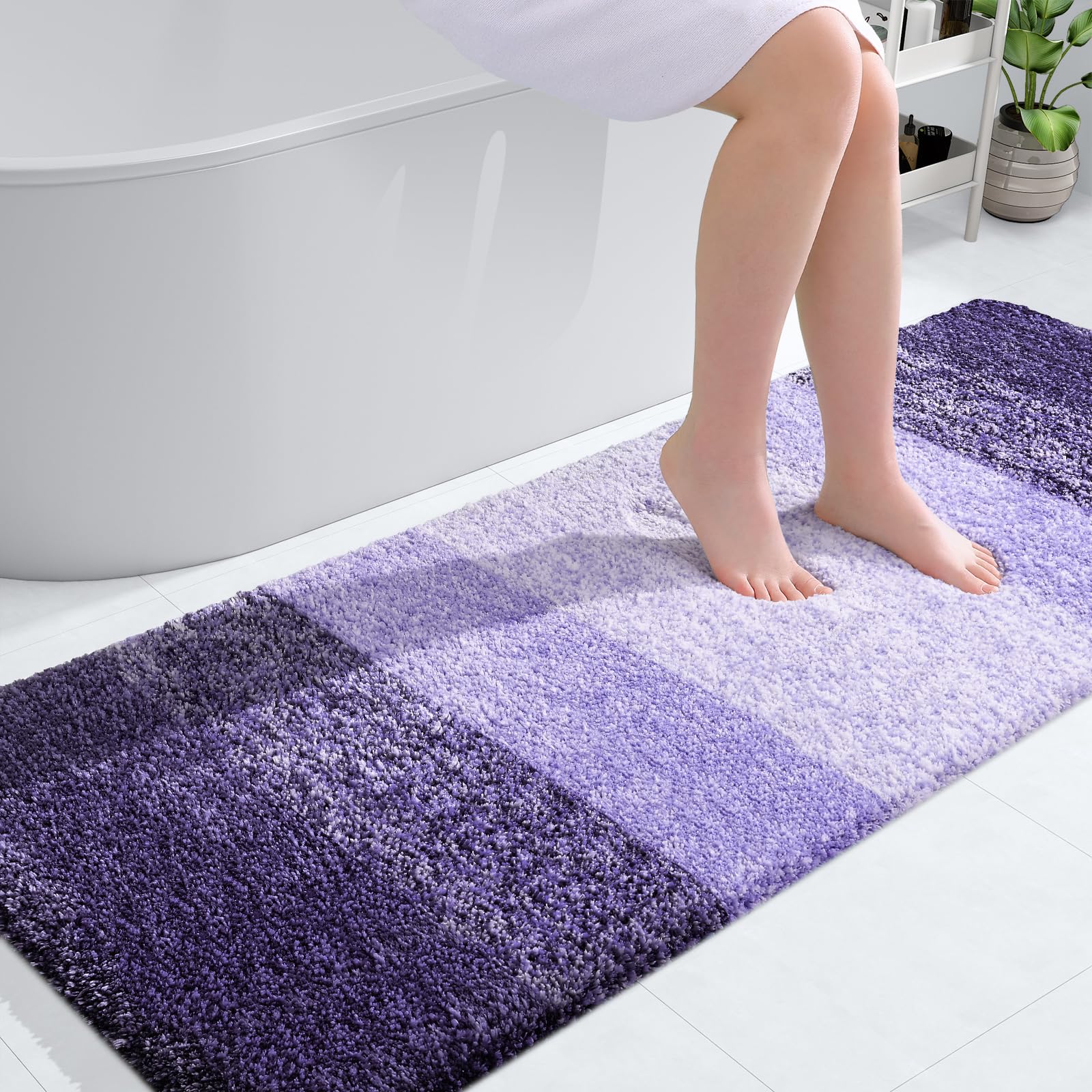 OLANLY Bathroom Runner Rugs 59x24, Extra Soft Absorbent Microfiber Bath Rugs, Rubber Backing, Quick Dry, Machine Washable Bath Mats for Bathroom Floor