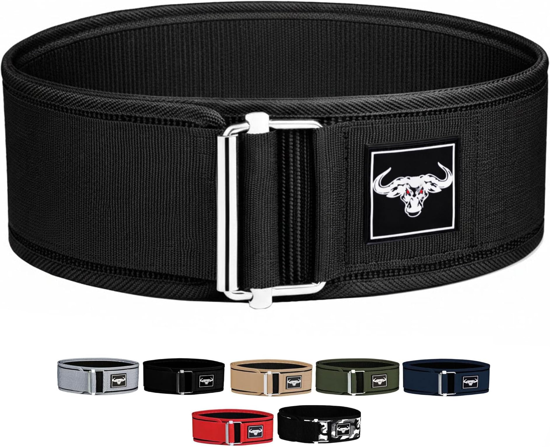 Quick Locking Premium Weight Lifting Belt - Back Support for Powerlifting, Cross Training & Gym Bodybuilding - 4 Inch Nylon Men and Women with Metal Buckle for Core Stability