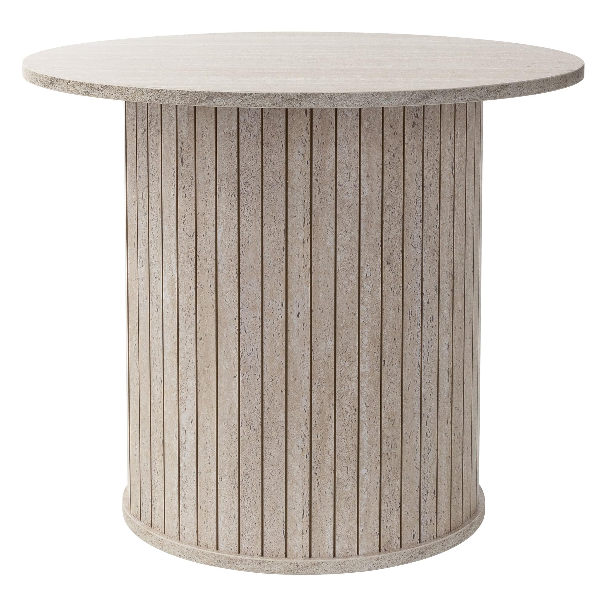 ML-Design Couchtisch rund Ø60 x 50 cm, Stein-Optik, Beige, Wohnzimmertisch mit überstehender Tischplatte, Beistelltisch ideal für Wohnzimmer, Kaffeetisch im modernen Stil, Sofatisch für Tee und Kaffee