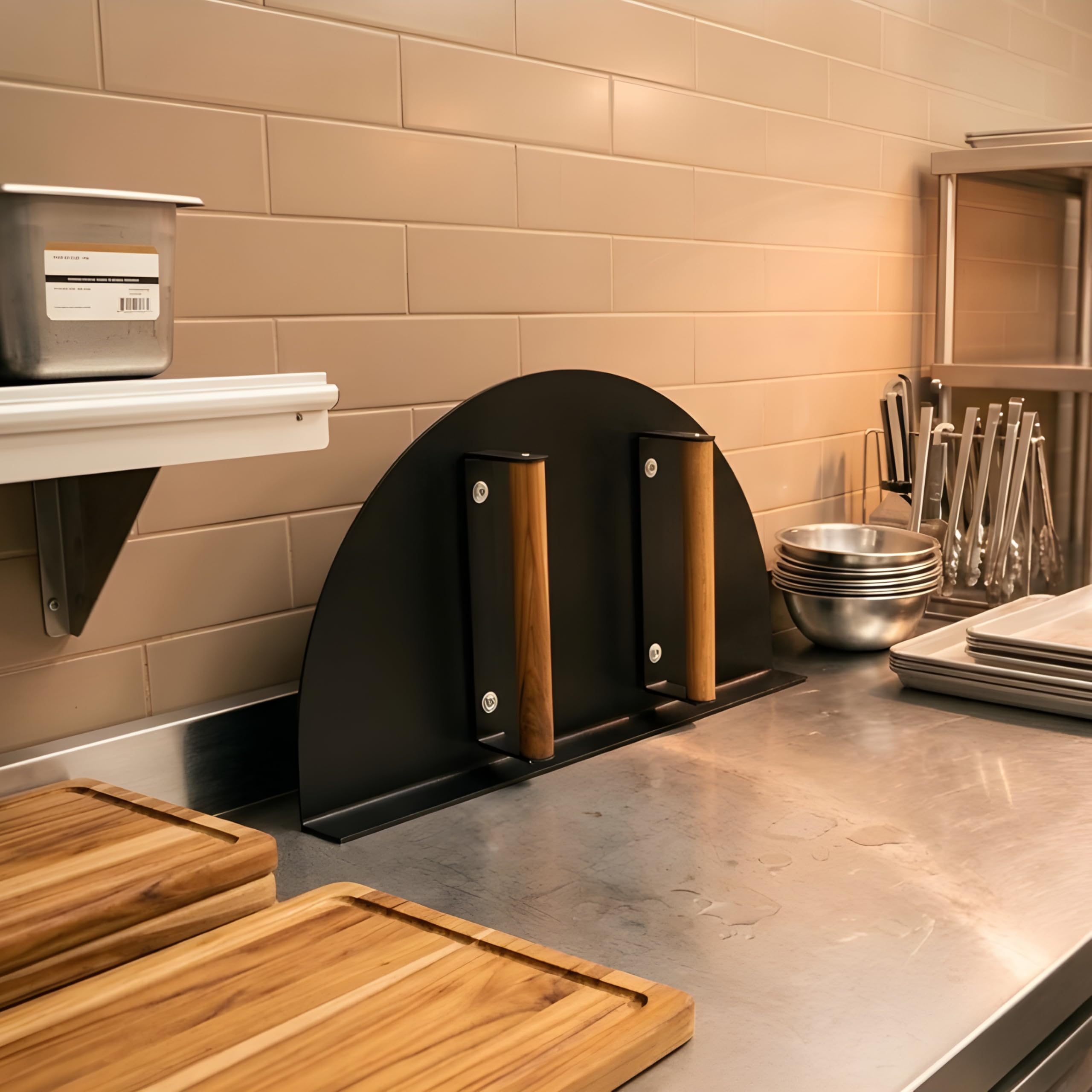 Simond Store Porta del forno resistente in acciaio inossidabile (50,8 cm di lunghezza x 28,9 cm di altezza) con manico in legno, per forno per pizza da interno ed esterno