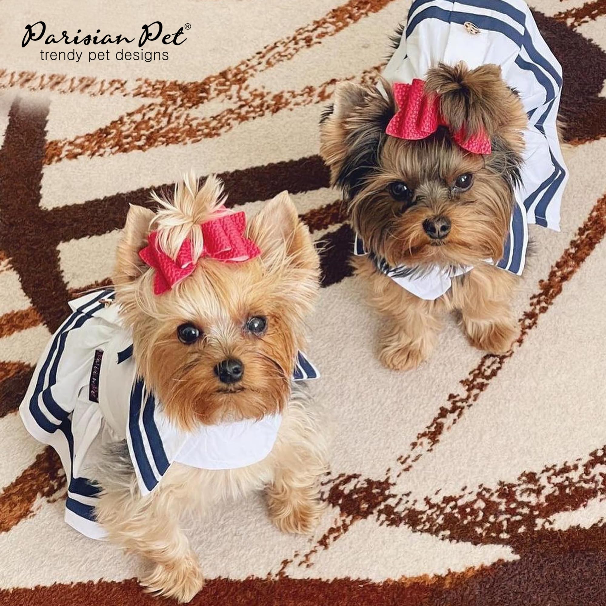 Parisian Pet Dog Dress Sailor White Summer Clothes Outfit for Girl Puppy, Dogs and Cats, XL