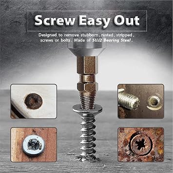 BIG RED BHT-3ESE01R Torin Damaged Screw Extractor Set, Stripped Screw Remover Set and Broken Bolt Extractor, 3-Piece