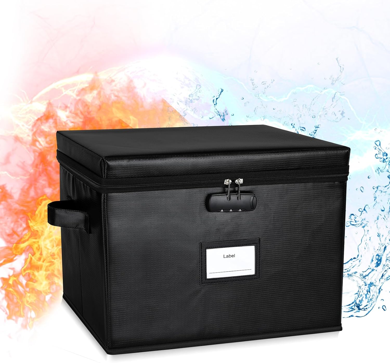 File Box Fireproof Document Box with Lock, Document Safe File Storage Organizer Boxes for Next of Kin Estate Planing Organizer End of Life Planner (Box With Accessories, Black)