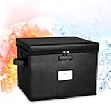 File Box Fireproof Document Box with Lock, Document Safe File Storage Organizer Boxes for Next of Kin Estate Planing Organizer End of Life Planner (Box, Black)