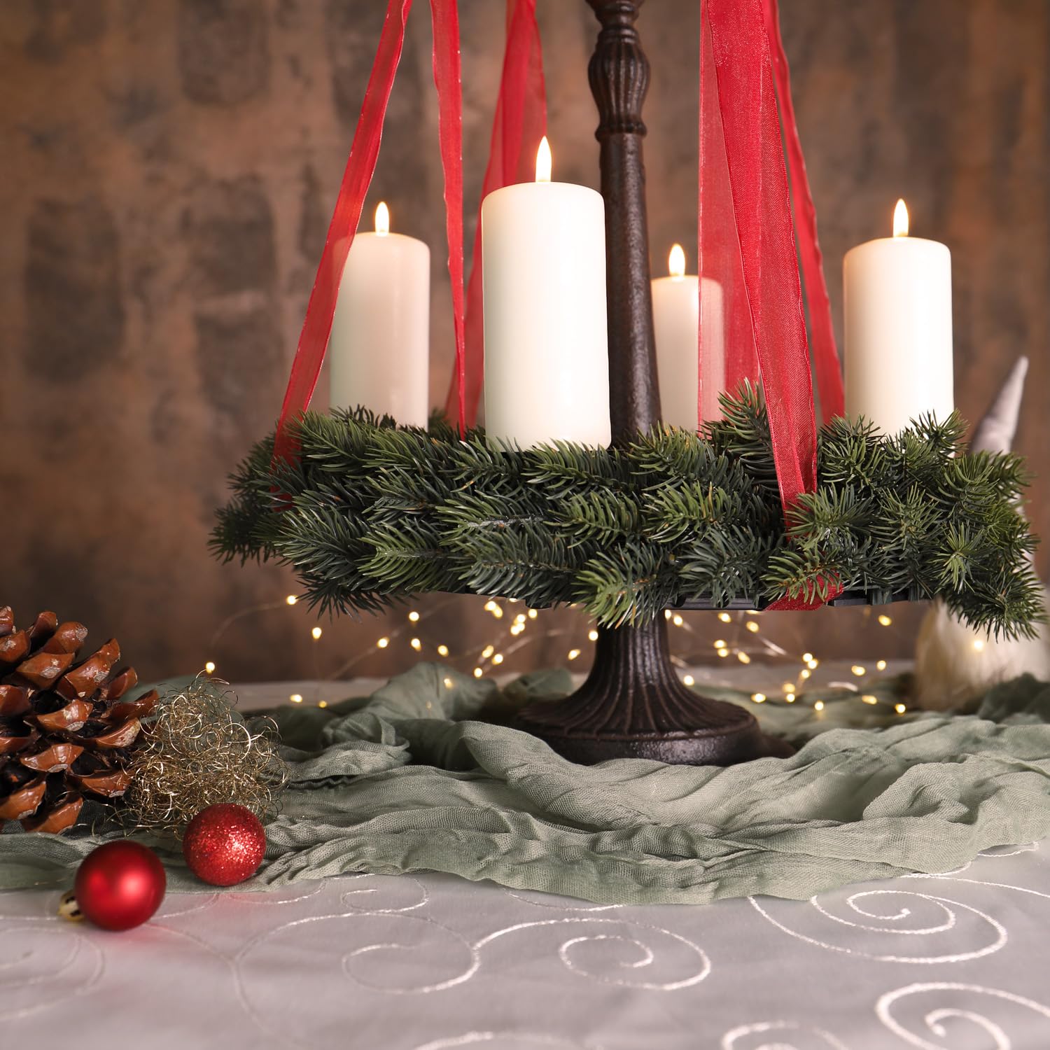 CLGarden Adventskranzständer aus Gusseisen in Antikoptik – Handgefertigter Kranzhalter für Adventskranz, Vintage Weihnachtsdeko, Robuster Stand für Kränze 30-50 cm