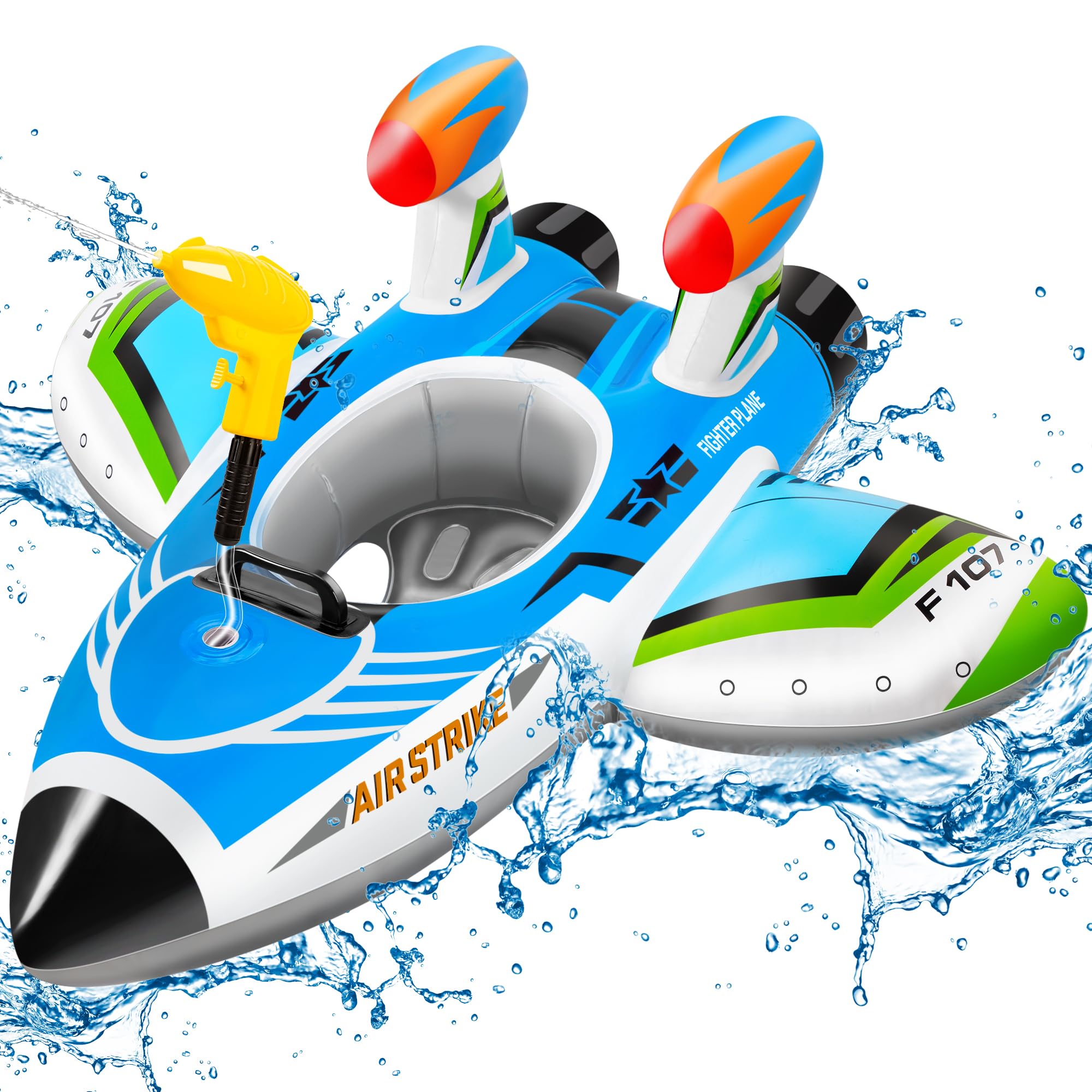 Flotadores Piscina Bebe con Pistola de Agua y Asa Inflable Natación Niños Flotador Bebe Juegos de Verano al Aire Libre Piscina de Agua Juguetes de Playa para Niños y Niñas de 3 a 6 Años
