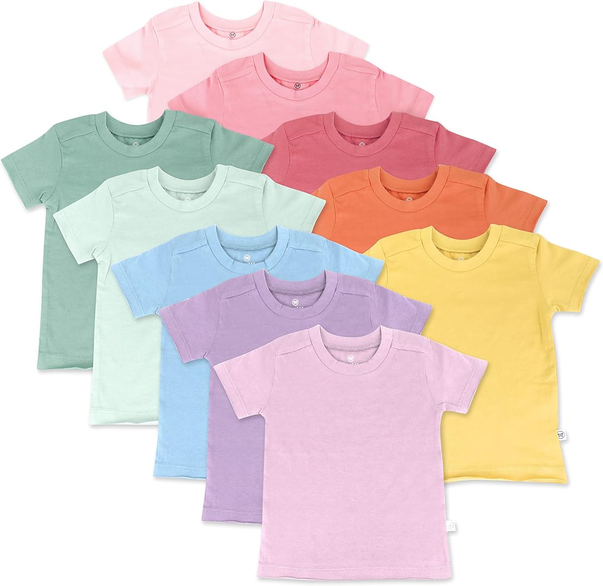 Baby Toddler & Kids' 100% Organic Cotton Short Sleeve T-Shirts (10-Pack)