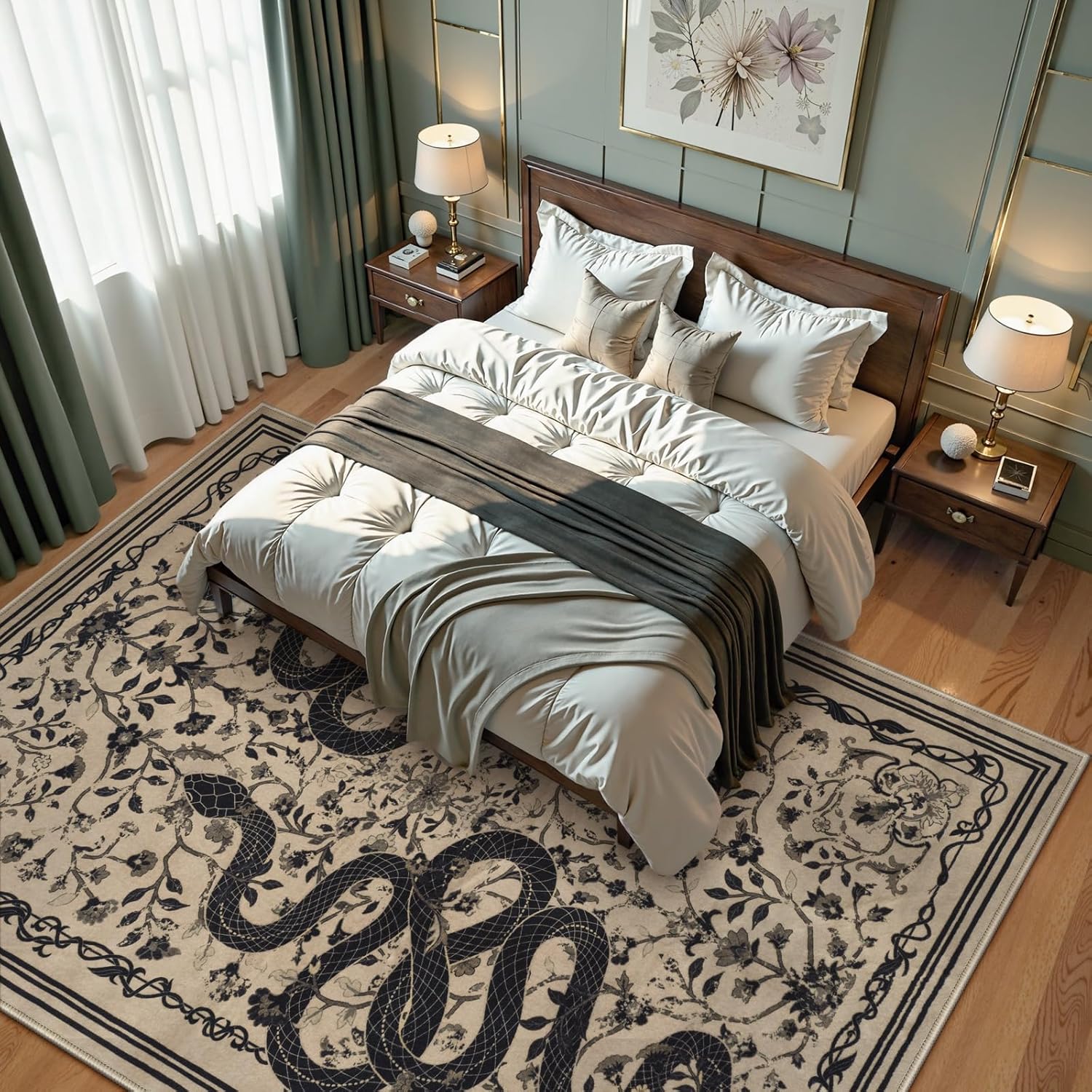 LIVEBOX 5x7 Washable Area Rug - Snake Rug for Living Room, Non-Slip Soft Bedroom Rugs, Low Pile Indoor Carpet for Dining Room Home Office(5x7ft, Taupe)