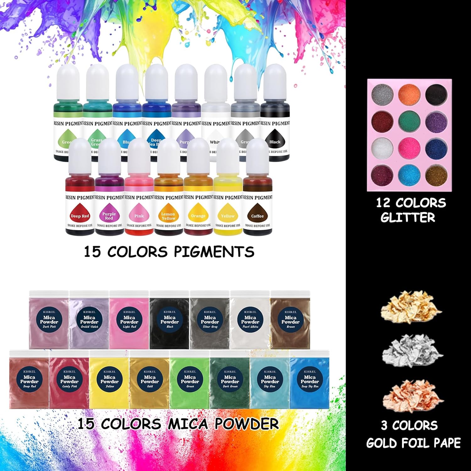 Epoxy Resin 64OZ and Epoxy Resin 82oz Kit with 15 Pigments and 15 Colors of Mica Powders - No Yellowing No Bubble Casting Resina for Art Crafts, Jewelry Making, Wood & Resin