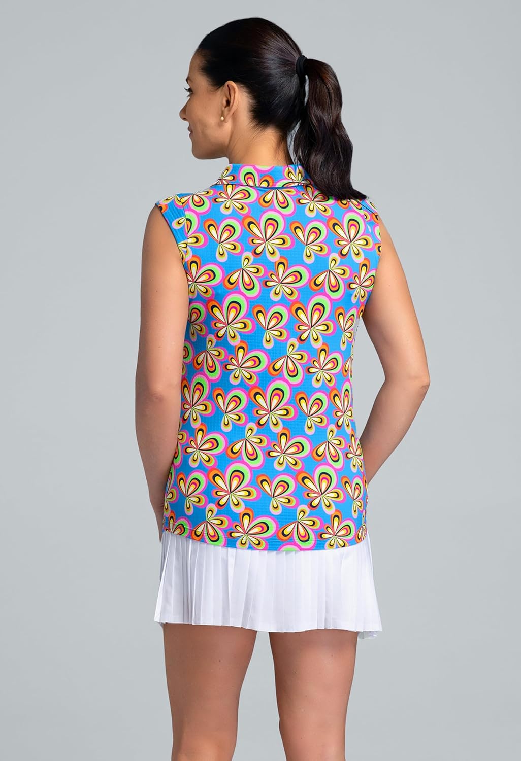 IBKUL Athleisure Wear Sun Protective UPF 50+ Icefil Cooling Arya Print Sleeveless Polo - 14109