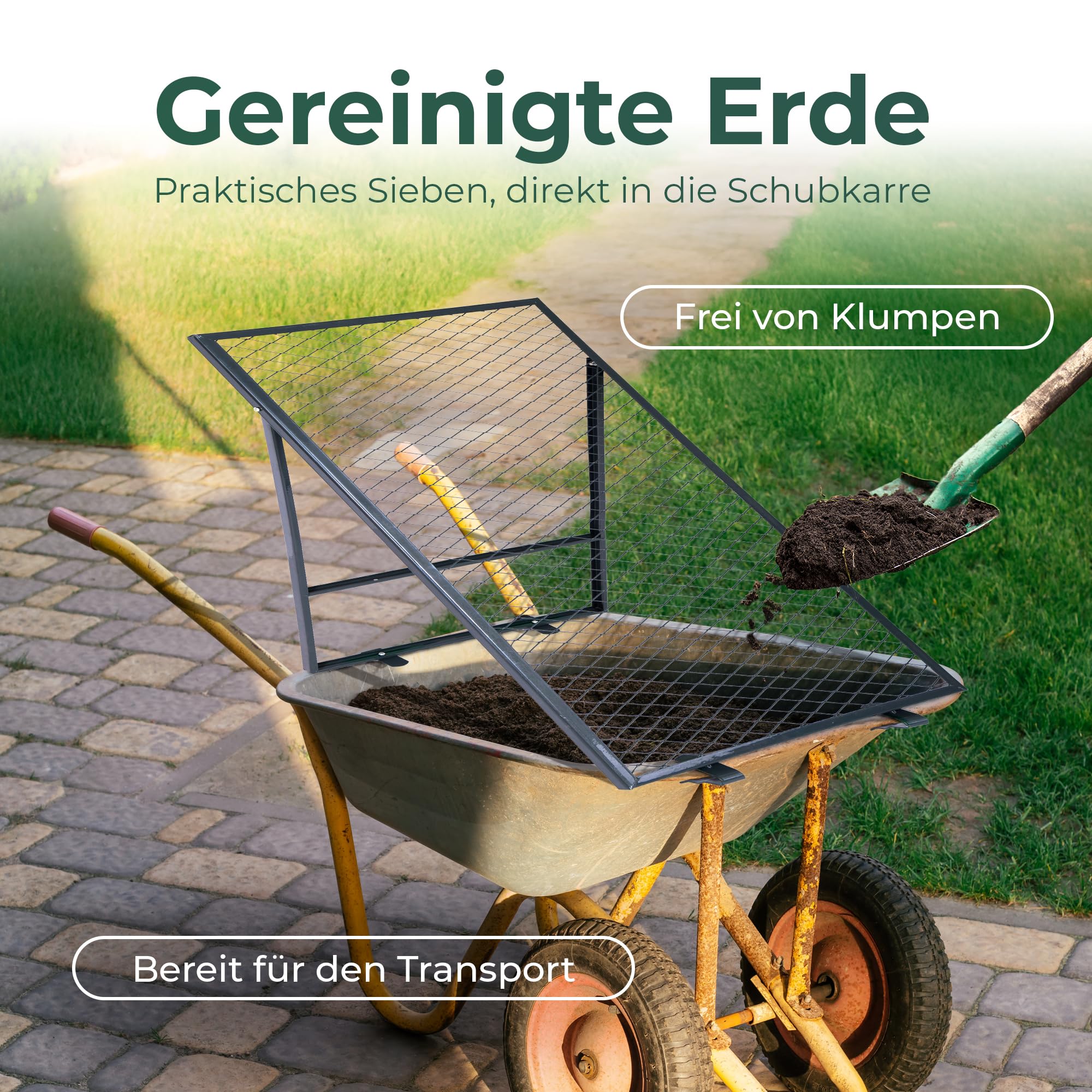 Novatool Boden Durchwurfsieb für Schubkarre 100x50 cm, aus pulverbeschichtetem Stahl, Durchwurfgitter Sieb für Erde Sand Kompost, Gartensieb Metallsieb Gitter Erdsieb Kompostsieb Gartenerde