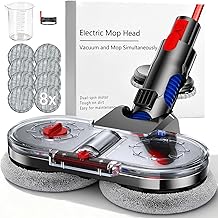 Tête de Vadrouille Electrique pour Dyson V7/V8/V10/V11/V15 Tête de Balai Électrique avec Réservoir d'eau Amovible, Réservoir de Remplissage et 8 Vadrouille Lavable pour Parquet Sols Durs