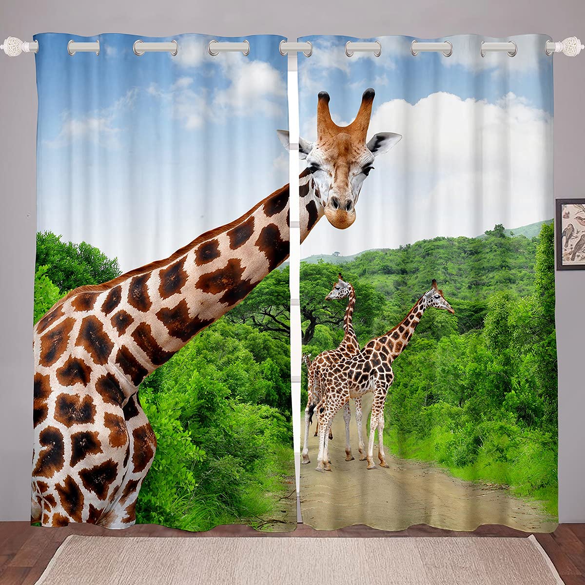Rideaux de fenêtre légers chambre fille motif papillons 167x228