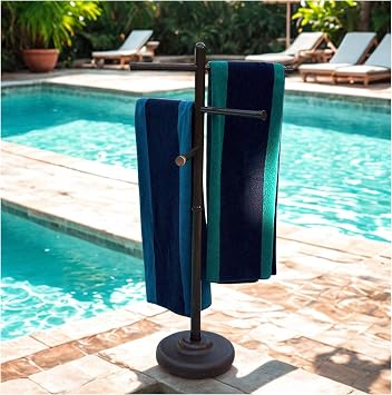 Portable Pool Towel Rack - Rustproof Bronze PVC