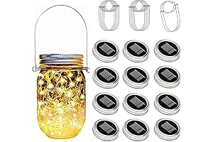 12-Pack 30 LED Fairy Lights Hanging Mason Jars Lids, Outdoor Mason Jar...