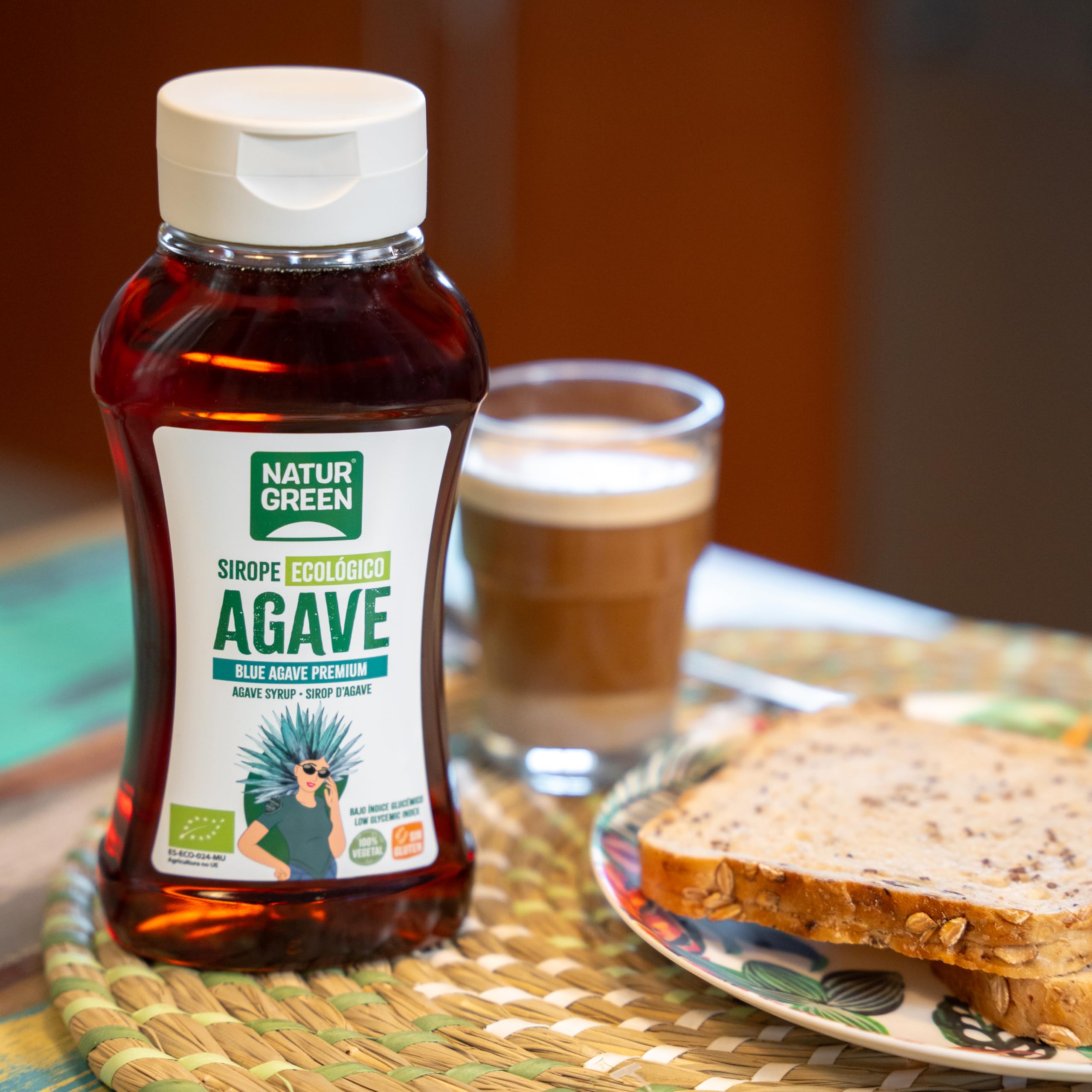 NaturGreen - Sirope Agave Bio, Endulzante Ecológico, Bajo Índice Glucémico, Apto para Ser Consumido Directamente - Pack 7 Unidades de 500ml/690g