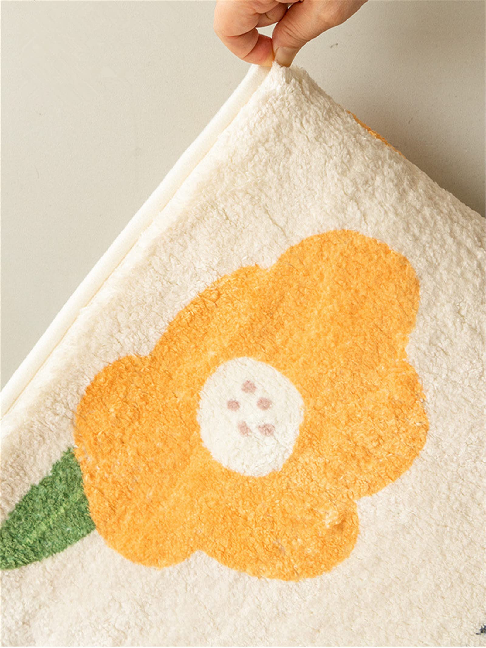 SWECOMZE Regenbogen Moderner Wohnzimmer Teppich, Weicher Kurzflor, Kinderteppiche Flauschige Groß Schutzmatten Kindermatte fürs Babyzimmer Kleinkinderzimmer (Blumen,60 * 120cm)