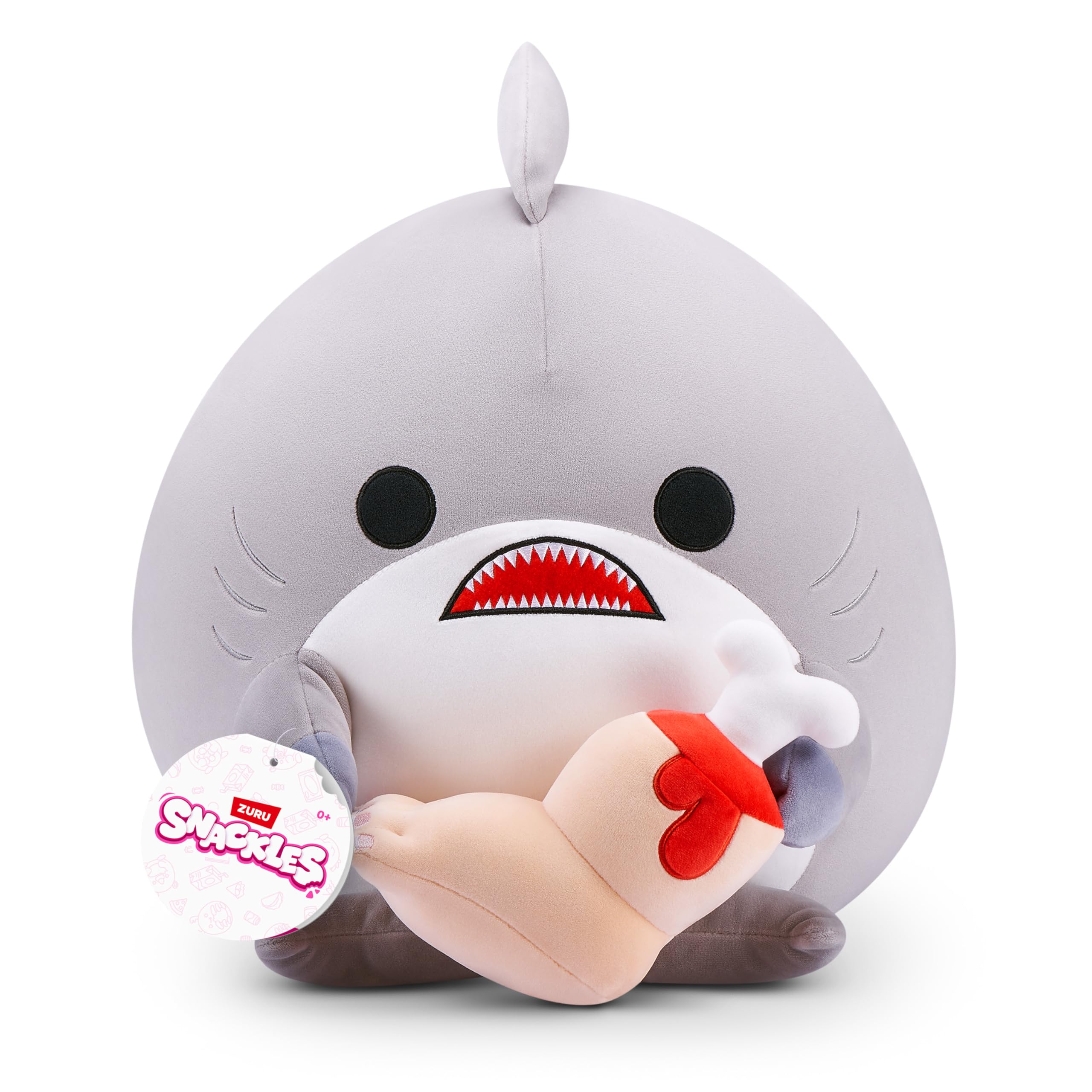 Snackles Non-Licensed Series 1 14-inch Plush Shark with Leg (FINN) by ZURU, Plush with Snack Accessory