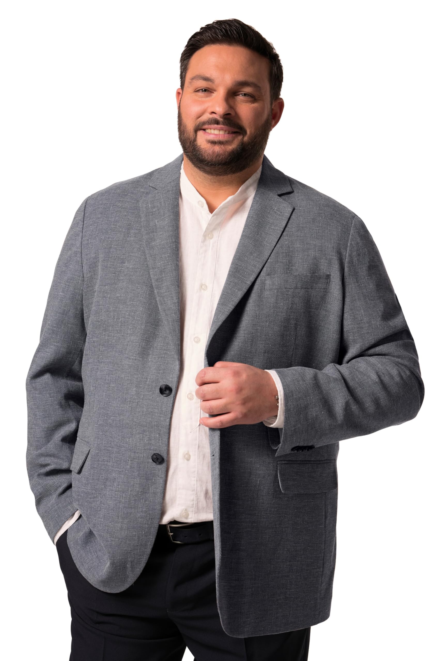 Men Plus Herren große Größen Übergrößen Menswear L-8XL Leinenmix-Sakko, Reverskragen 836711