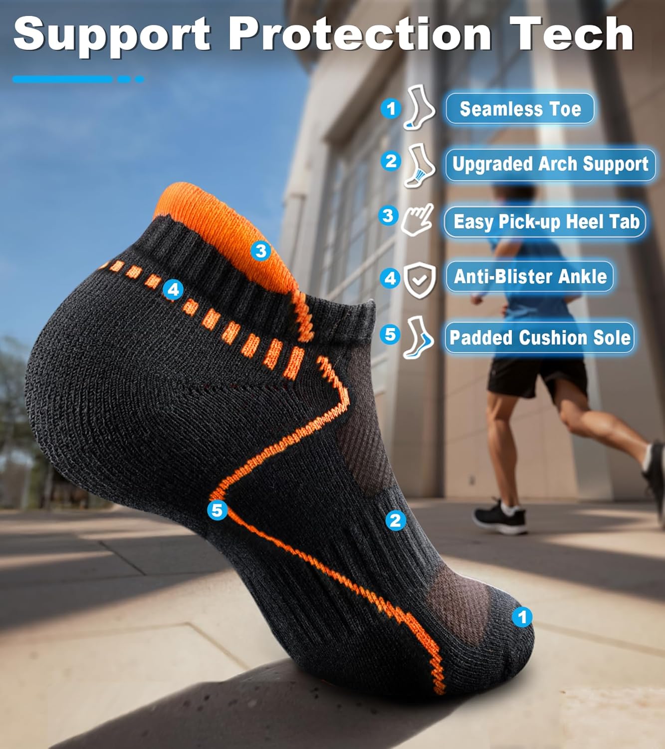 Bigant Kids Athletic Ankle Socks Cushioned Boys Girls Youth School Casual Low Cut Socks Sports Running Arch Support 6 Pairs - Image 3