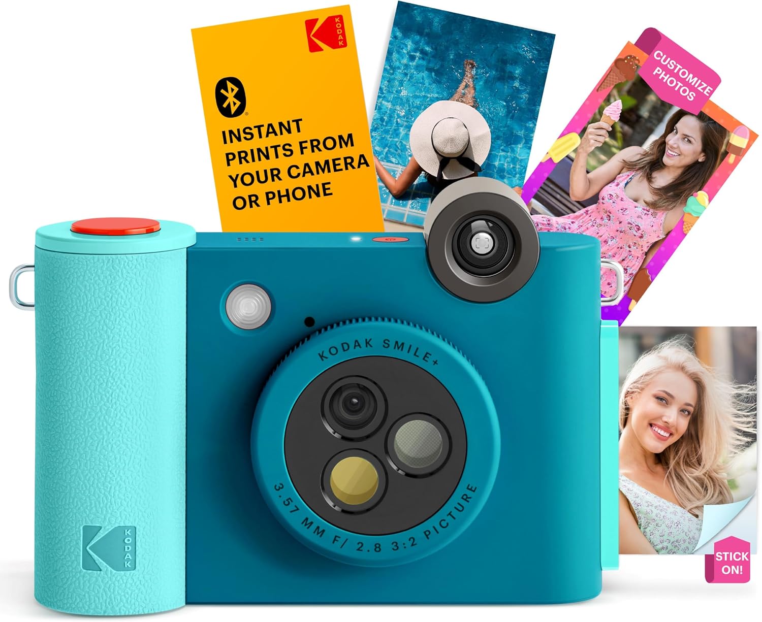 Kodak Smile+ 2-in-1 Digital Instant Print Camera & Wireless Bluetooth Photo Printer - 10MP, Special-Effect Rotating Lens, Zink 2x3” Sticky-Back Photos, Print via Fun App from Smart Devices - Blue