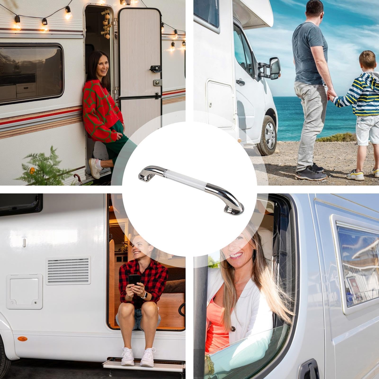 Poignée D'aide Pliante Pour Camping-car - Alliage Aluminium Anodisé, Avec Manche En Mousse - Verrouillable, Pour Entrée/sortie Sécurisée