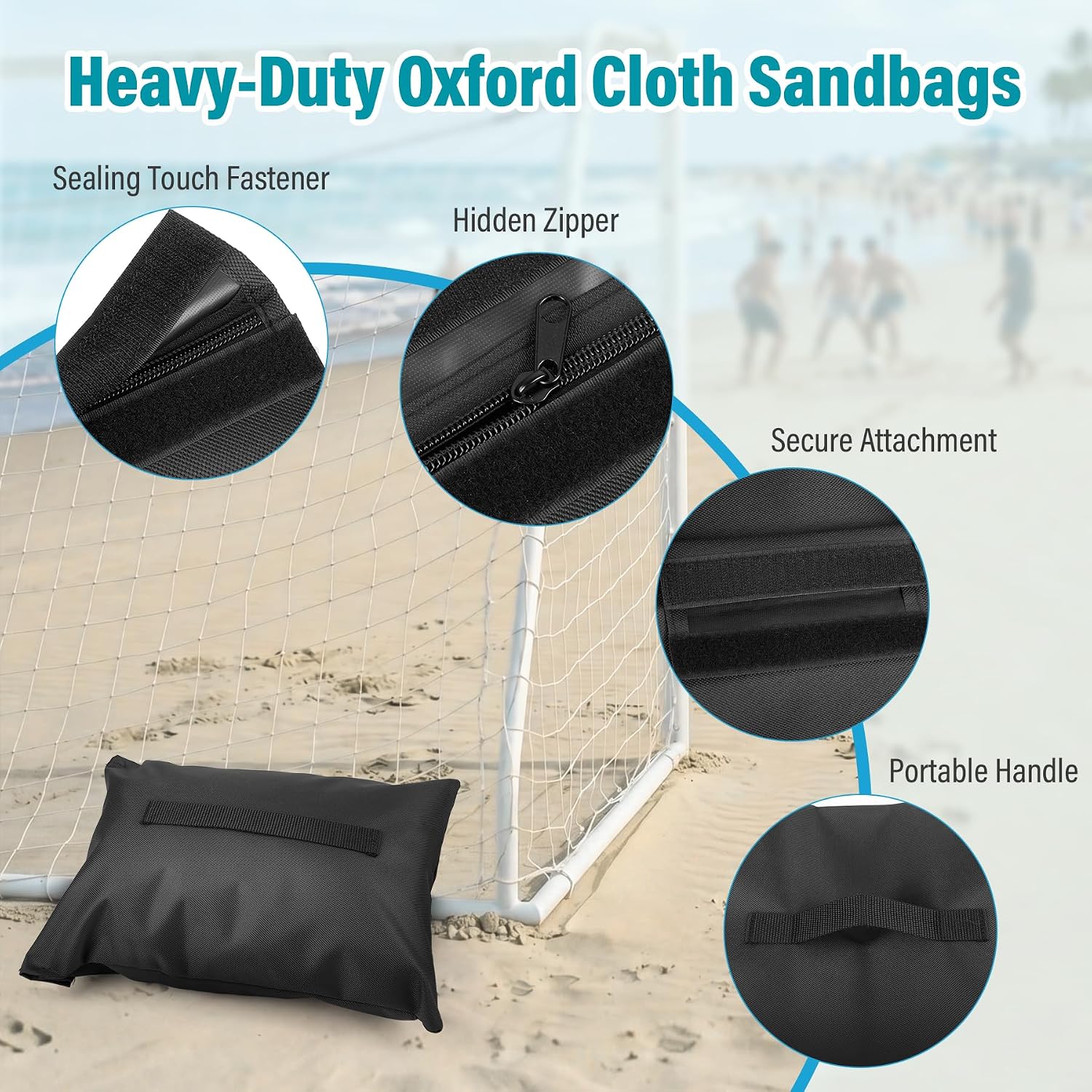 8 Packs Sports Net Sandbags, Heavy Duty Sand Bags for Weights,Weighted Anchor Sandbags for Soccer Goals, Baseball Nets, Football Nets, Golf Nets, Hockey Nets