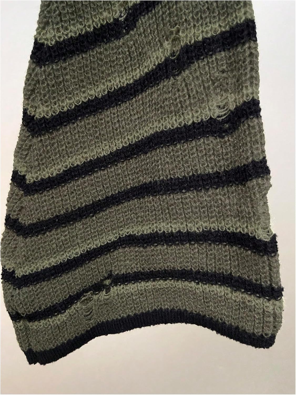 GORGLITTER Women's Striped Y2k Ripped Knit Gothic Tops Flare Sleeve High Neck Cropped Sweater - Image 5